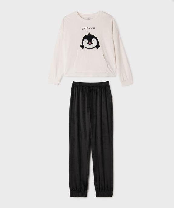 Pyjama en velours imprimé fille vue1 - GEMO (JUNIOR) - GEMO