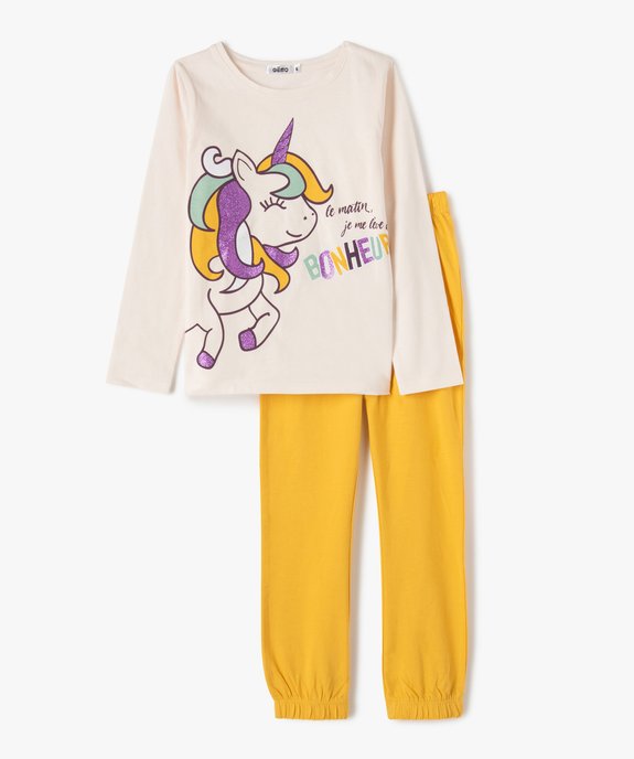 Pyjama fille avec motif licorne et paillettes vue1 - GEMO (ENFANT) - GEMO