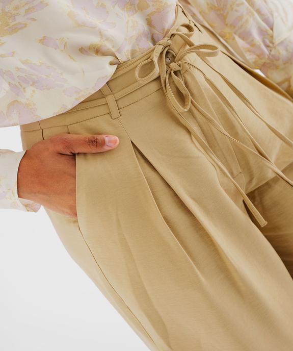 Pantalon large et fluide avec liens à nouer femme vue3 - GEMO(FEMME PAP) - GEMO