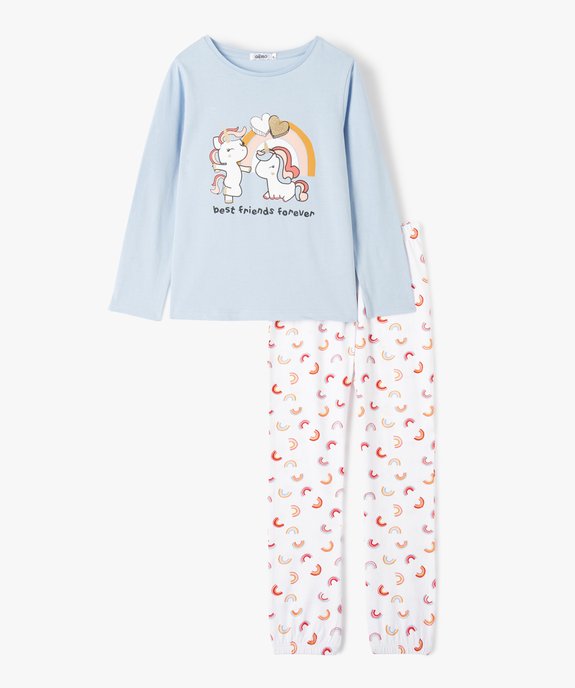 Pyjama fille en jersey à motif licornes pailletées vue1 - GEMO (ENFANT) - GEMO