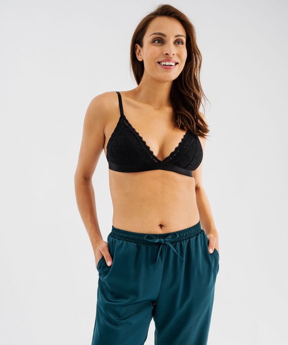 Soutien-gorge triangle en dentelle avec mousses amovibles vue2 - GEMO(HOMWR FEM) - GEMO