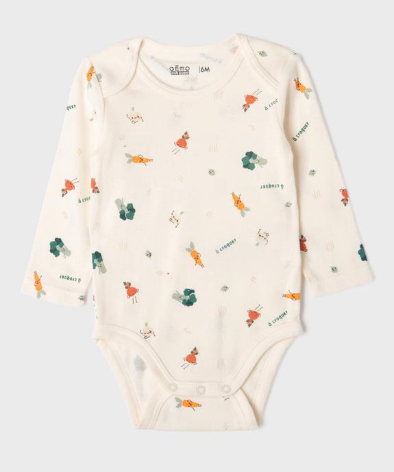 Bodies à manches longues motifs légumes bébé garçon vue4 - GEMO 4G BEBE - GEMO