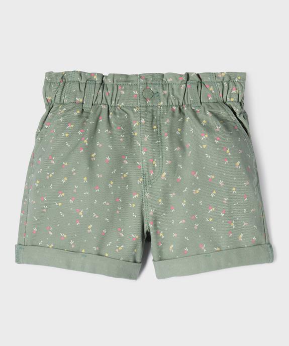 Short en toile de coton imprimée avec taille paperbag fille vue1 - GEMO (ENFANT) - GEMO
