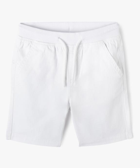 Bermuda garçon en twill de coton avec ceinture bord-côte vue1 - GEMO 4G GARCON - GEMO