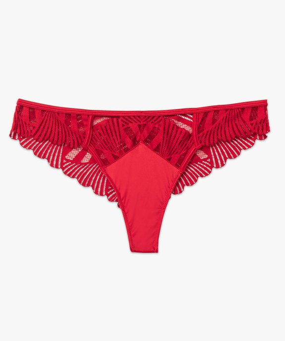 Tanga en maille satinée et dentelle femme vue4 - GEMO(HOMWR FEM) - GEMO