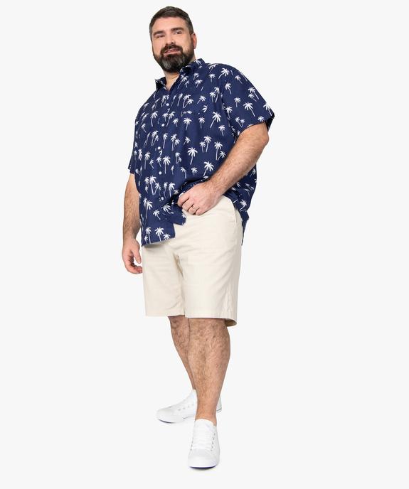 Bermuda homme grande taille en lin avec taille élastiquée  vue5 - GEMO (HOMME) - GEMO