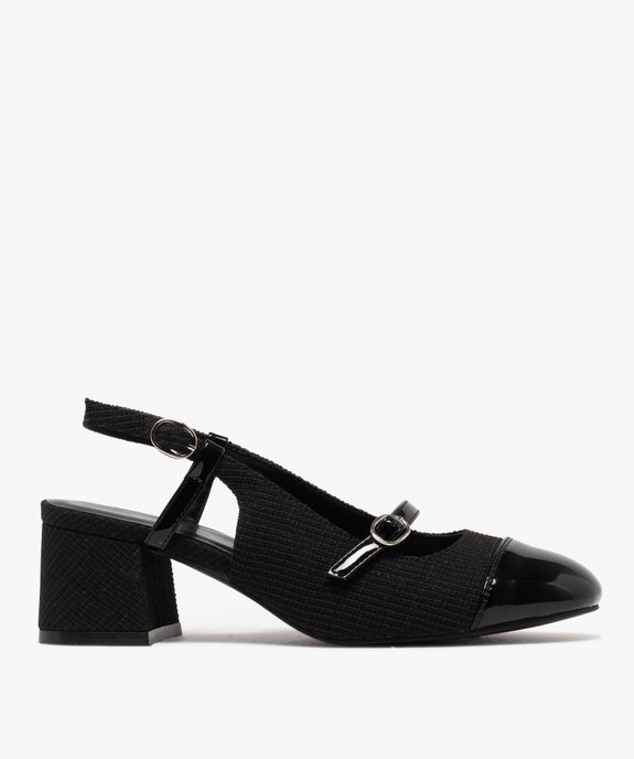 Escarpins sling-back en textile pailleté et vernis femme vue2 - FOLLOW ME - GEMO