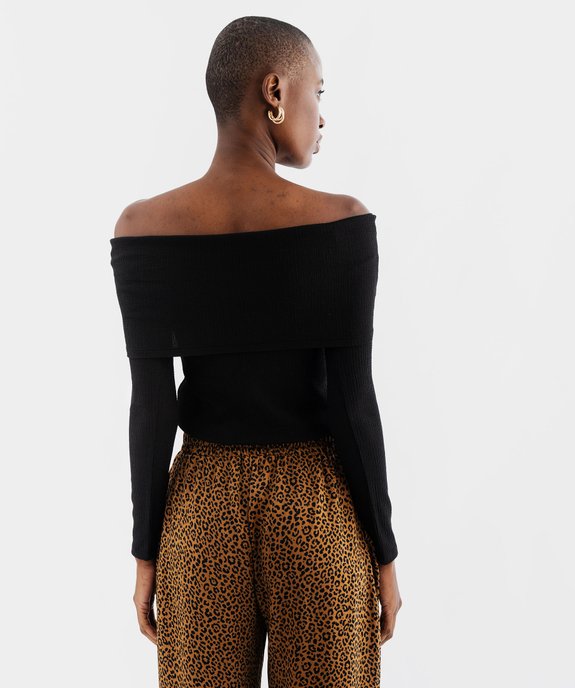 Tee-shirt manches longues col Bardot épaules dénudées femme vue3 - GEMO(FEMME PAP) - GEMO