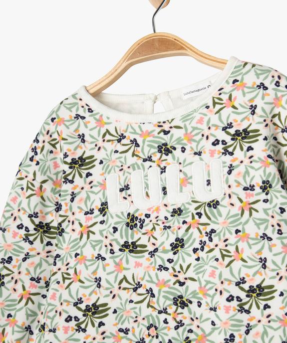 Sweat à motifs fleuris intérieur peluche bébé fille - LuluCastagnette vue2 - LULUCASTAGNETTE - GEMO