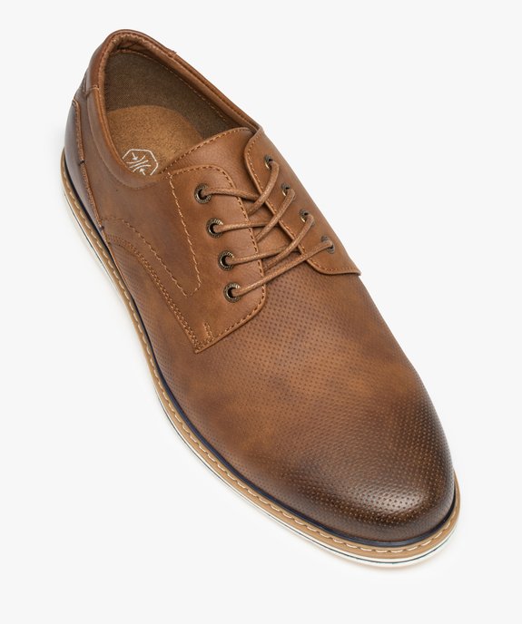 Derbies homme unis à semelle contrastante vue5 - GEMO(URBAIN) - GEMO