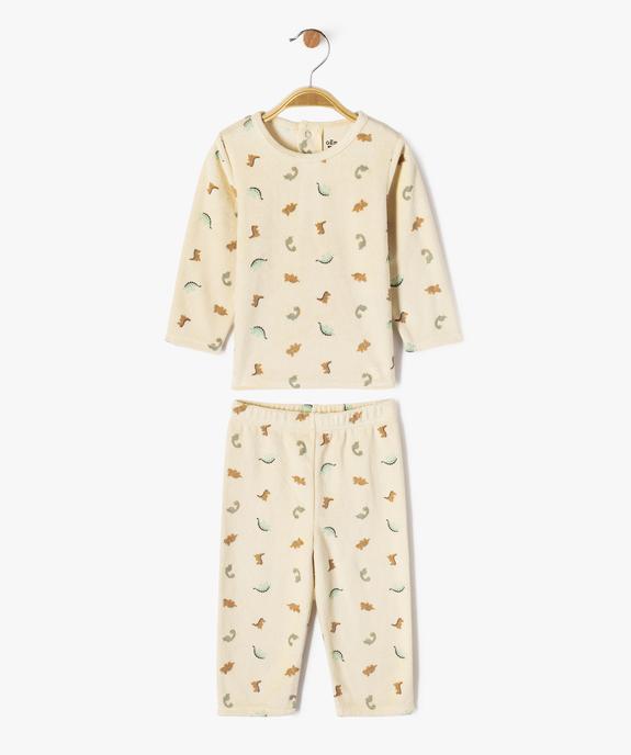 Pyjama en velours 2 pièces imprimées dinosaures bébé vue1 - GEMO 4G BEBE - GEMO