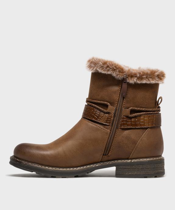 Boots fourrées avec brides cheville femme - Emilia Rosa vue3 - EMILIA ROSA - GEMO