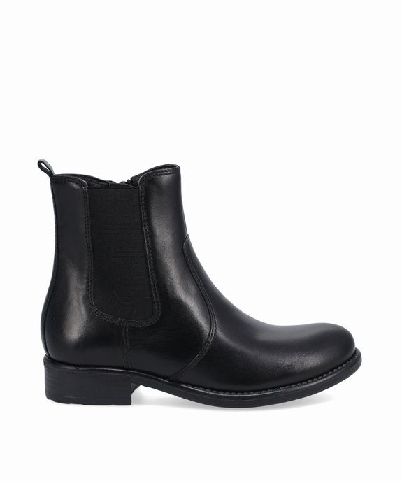 Boots fille style Chelsea unies dessus cuir - Tanéo vue1 - TANEO - GEMO