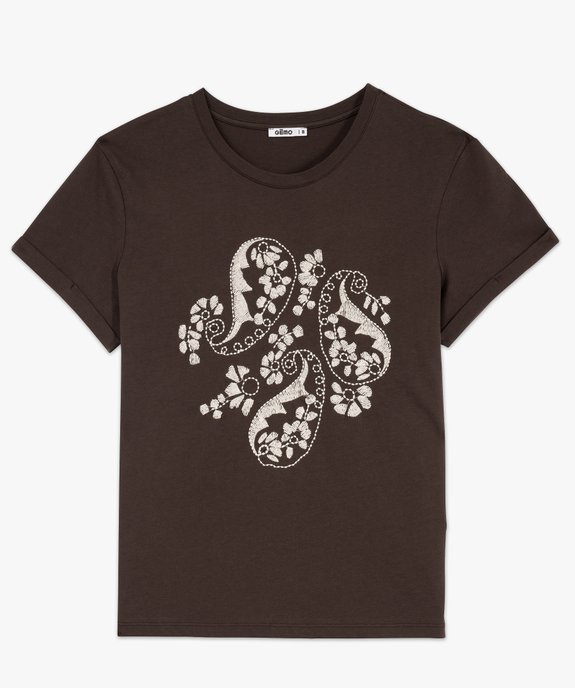 Tee-shirt manches courtes avec motif brodé femme vue4 - GEMO(FEMME PAP) - GEMO