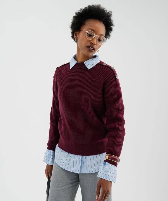Pull en grosse maille à boutons décoratifs femme vue1 - GEMO(FEMME PAP) - GEMO