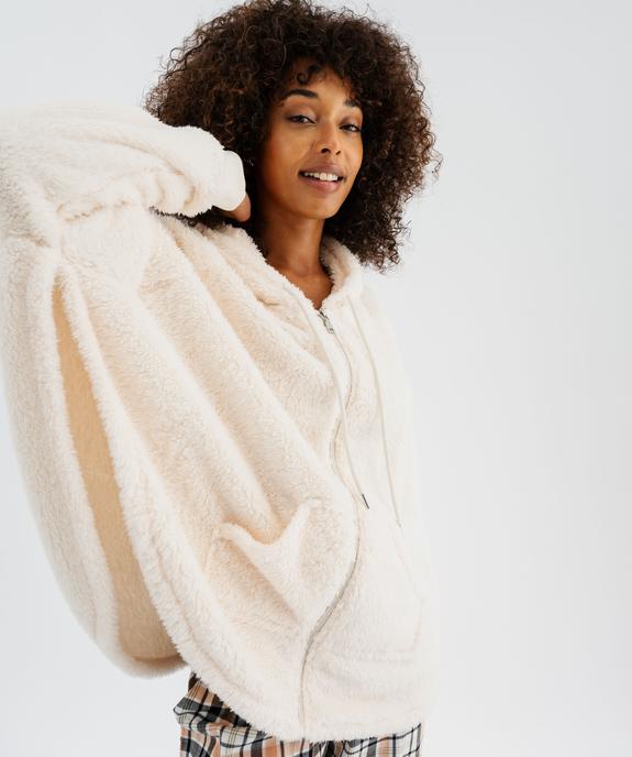 Veste d'intérieur à capuche en fourrure imitation femme vue2 - GEMO(HOMWR FEM) - GEMO