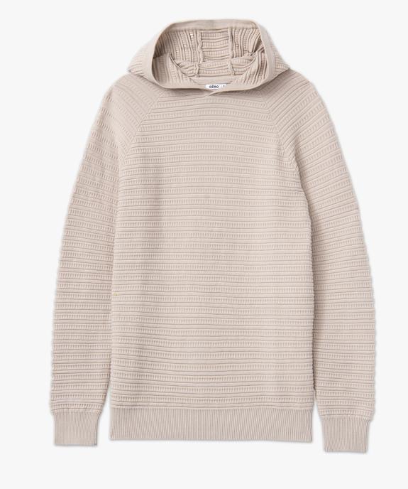 Pull à capuche en maile fantaisie homme vue7 - GEMO 4G HOMME - GEMO