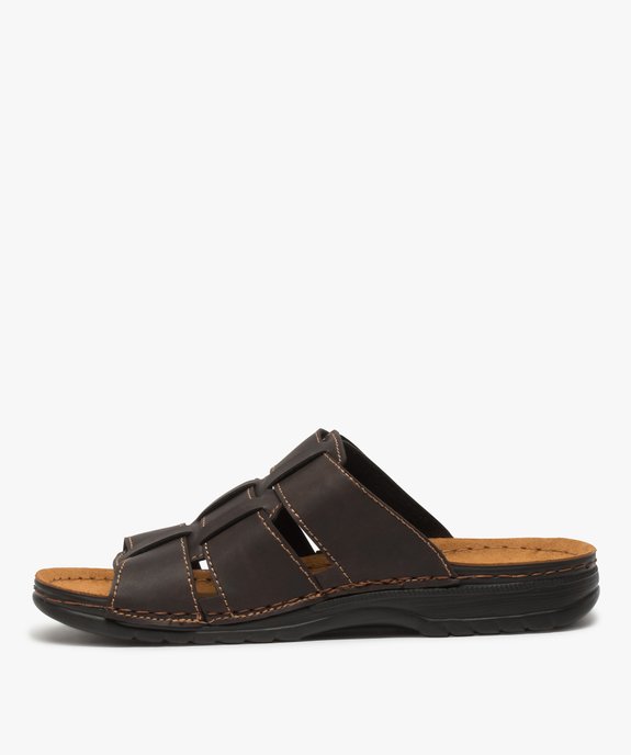 Sandales homme mules à larges brides tressées vue2 - GEMO (CASUAL) - GEMO