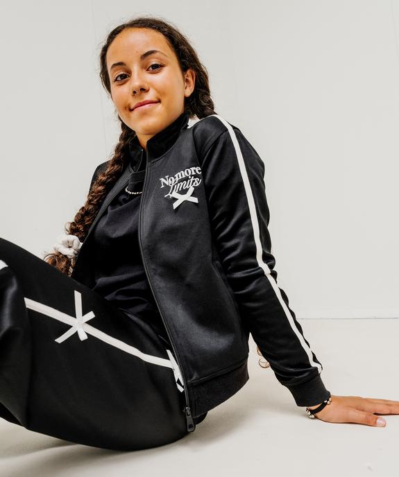 Sweat de sport zippé avec message brodé fille vue1 - GEMO (JUNIOR) - GEMO