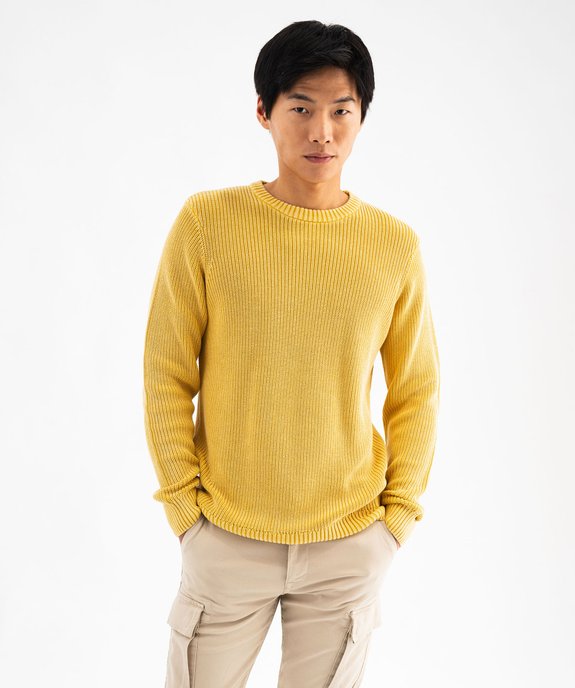 Pull en coton à maille côtelée homme vue1 - GEMO (HOMME) - GEMO