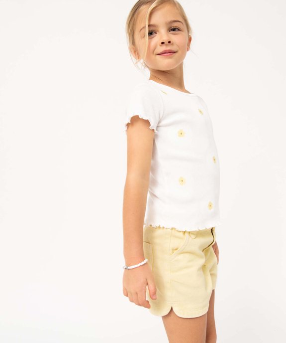 Short fille en toile denim avec bas arrondi vue5 - GEMO 4G FILLE - GEMO