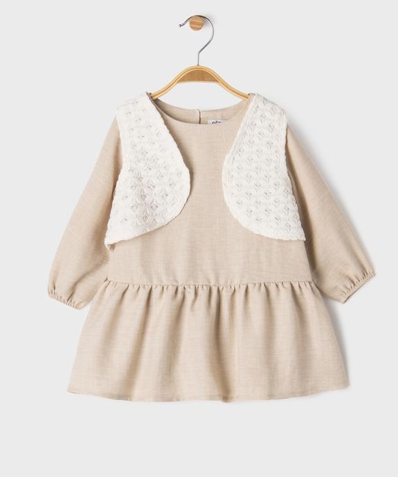 Ensemble 2 pièces robe manches longues et gilet sans manches bébé fille vue1 - GEMO(BEBE DEBT) - GEMO