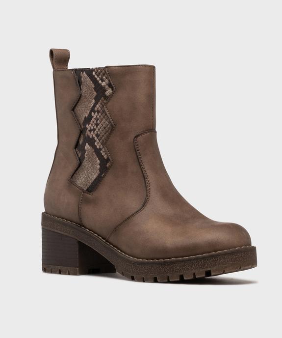 Boots à semelle crantée avec empiècement sur la tige femme - Emilia Rosa vue2 - EMILIA ROSA - GEMO