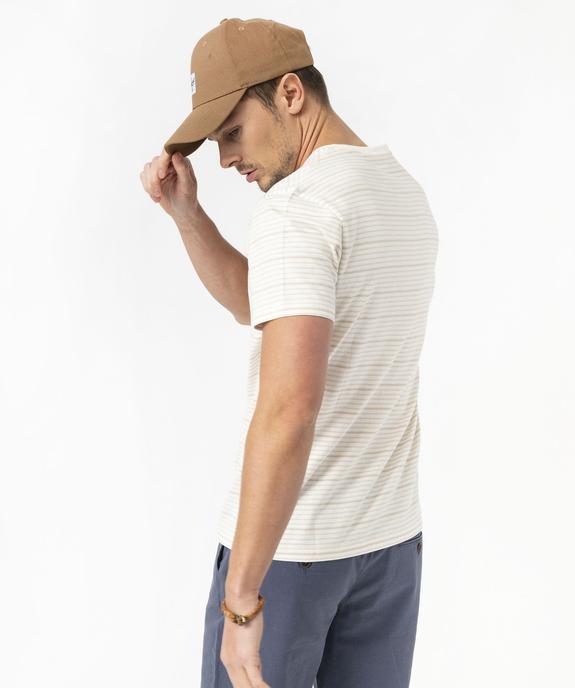 Tee-shirt manches courtes à rayures et col fantaisie homme vue3 - GEMO 4G HOMME - GEMO