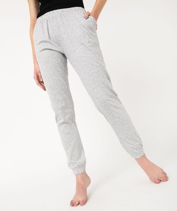 Pantalon de pyjama imprimé avec bas élastiqué femme vue3 - GEMO 4G FEMME - GEMO