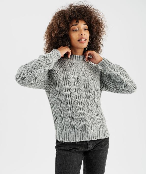 Pull à torsades en maille pailletée femme vue4 - GEMO(FEMME PAP) - GEMO