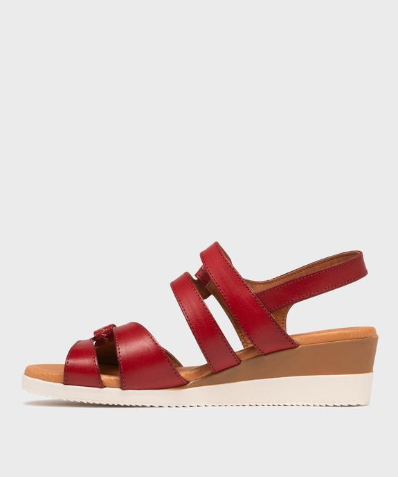 Sandales femme compensées à brides scratch en cuir vue9 - EMILIA ROSA - GEMO