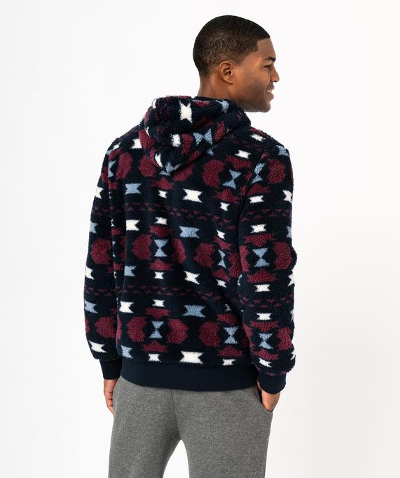 Veste d'intérieur à capuche en maille peluche imprimée homme vue3 - GEMO(HOMWR HOM) - GEMO