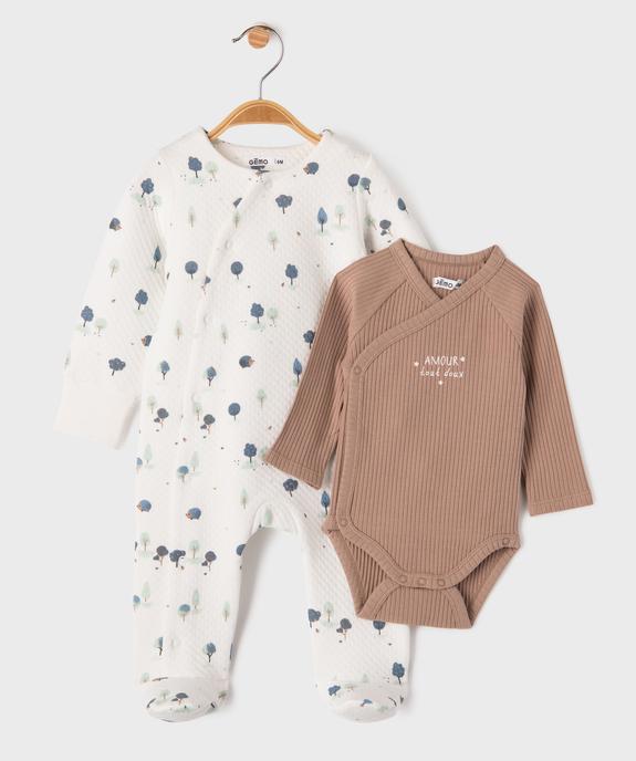 Ensemble 2 pièces bébé body et pyjama avec moufles intégrées vue3 - GEMO 4G BEBE - GEMO