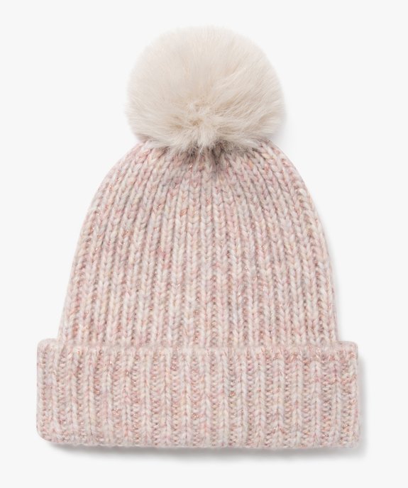 Bonnet à pompon avec fil métallisé fille  vue1 - GEMO 4G FILLE - GEMO
