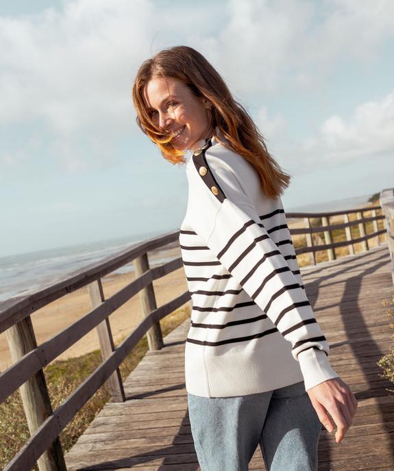 Look pull marinière et jean mom pour femme - GEMO