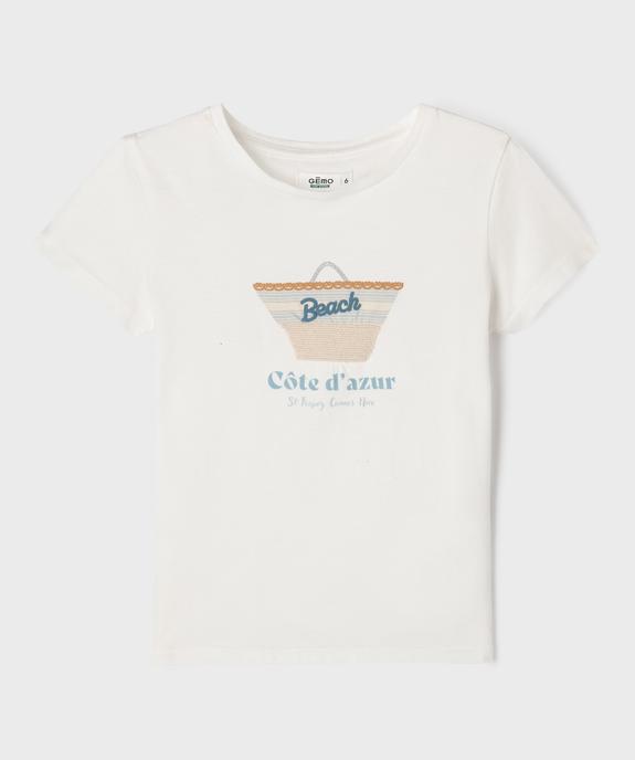 Tee-shirt manches courtes à motif estival en relief fille vue1 - GEMO 4G FILLE - GEMO