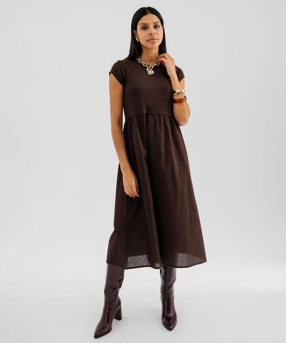 Robe bi-matières à manches courtes femme  vue3 - GEMO(FEMME PAP) - GEMO