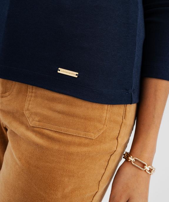 Tee-shirt manches longues et col rond femme - LuluCastagnette vue3 - LULUCASTAGNETTE - GEMO