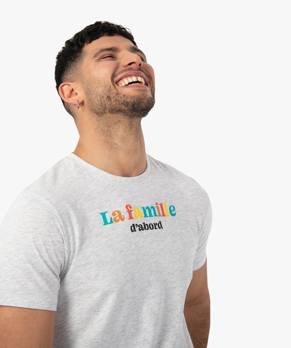 Tee-shirt homme à manches courtes message famille vue3 - GEMO (HOMME) - GEMO