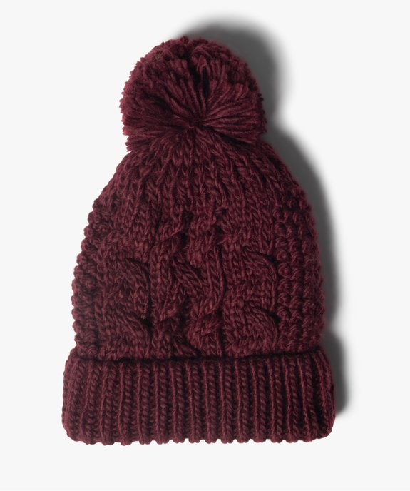 Bonnet femme en grosse maille avec pompon vue1 - GEMO (ACCESS) - GEMO