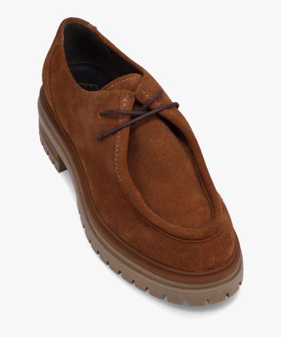 Mocassins femme dessus cuir velours sur semelle crantée - Tanéo vue5 - TANEO - GEMO