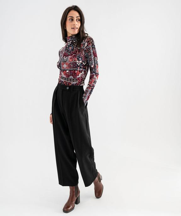 Tee-shirt manches longues et col roulé imprimé femme vue4 - GEMO 4G FEMME - GEMO