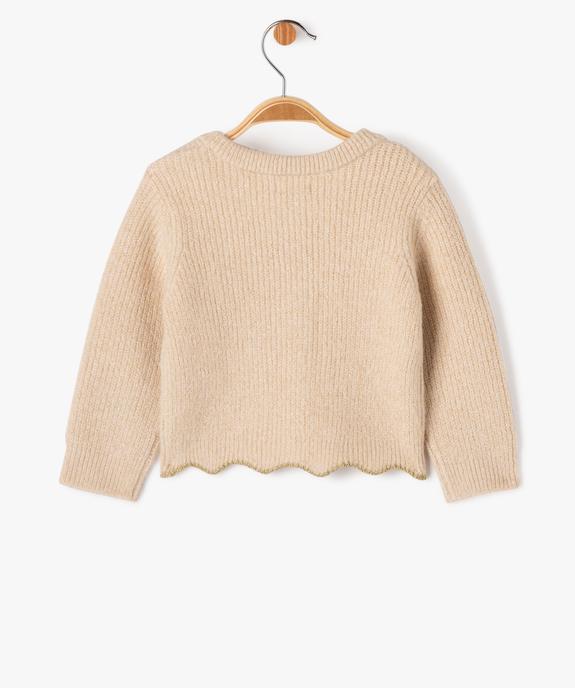Gilet en grosse maille pailletée et finition fantaisie bébé fille vue3 - GEMO(BEBE DEBT) - GEMO