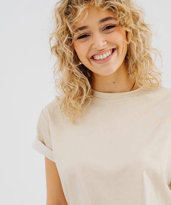 Tee-shirt manches courtes et col rond à paillettes femme - GEMO 4G FEMME Tee-shirt manches courtes et col rond à paillettes femme vue2 - GEMO 4G FEMME - GEMO