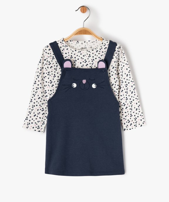 Ensemble 2 pièces robe + tee-shirt manches longues bébé fille vue2 - GEMO(BEBE DEBT) - GEMO