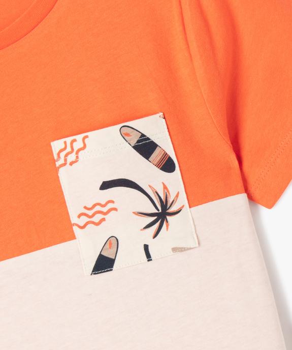 Tee-shirt bicolore à poche garçon vue2 - GEMO (ENFANT) - GEMO