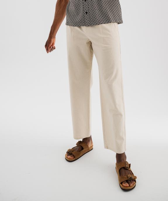 Pantalon à pinces en coton et lin homme vue2 - GEMO (HOMME) - GEMO
