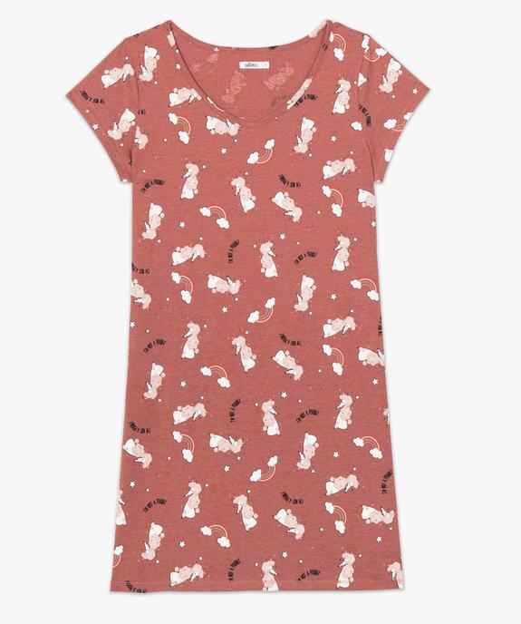 Chemise de nuit imprimée à manches courtes femme à motif all over fantaisie vue4 - GEMO 4G FEMME - GEMO