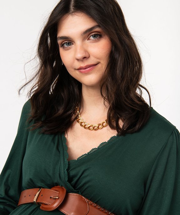 Robe de grossesse manches longues à col cache-cœur en jersey femme vue2 - GEMO (MATER) - GEMO