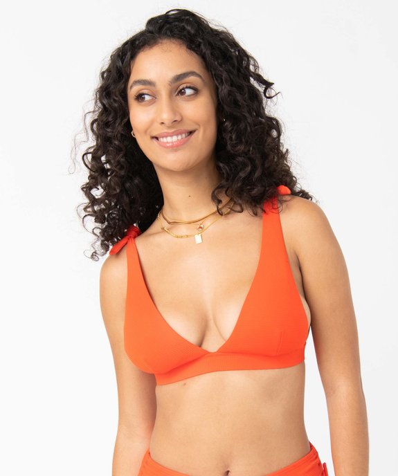 Haut de bain femme triangle en maille texturée vue1 - GEMO 4G FEMME - GEMO